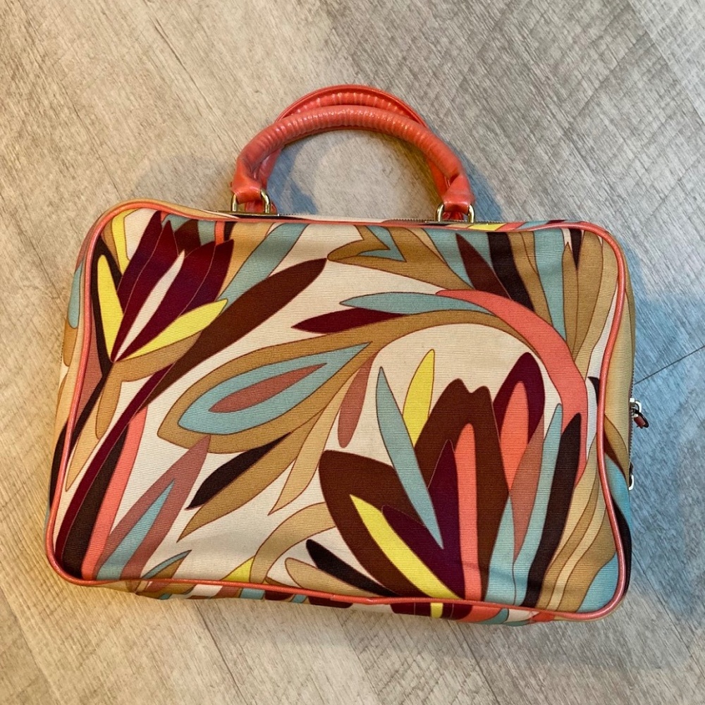 Missoni for Target Floral Print Travel Bag in Coral, Teal, Yellow, Brown